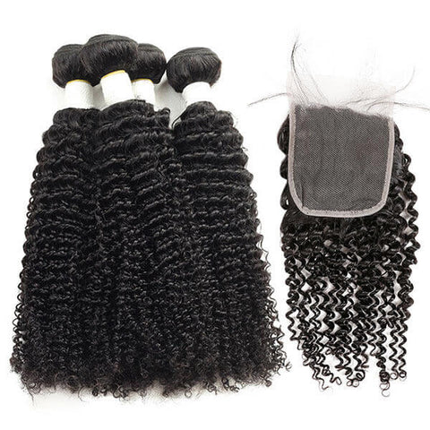 Brazilian Curly Hair 4 Bundles With Closure 