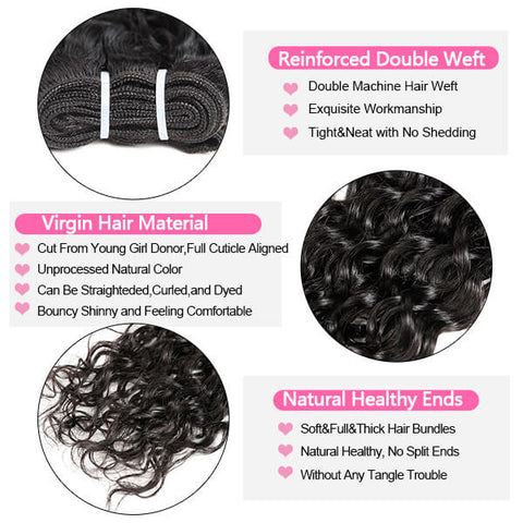 Brazilian Water Wave 3 Bundles  With Closure 