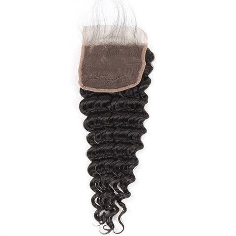 Malaysian Deep Wave Hair 3 Bundles with Lace Closure Virgin Human Hair