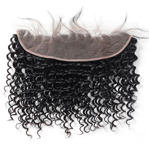 Virgin Hair Indian Deep Wave Hair 4 Bundles with 13*4 Frontal