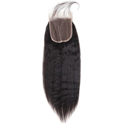 Indian Hair Kinky Straight 3 Bundles with 4*4 Lace Closure Virgin Hair  Hair
