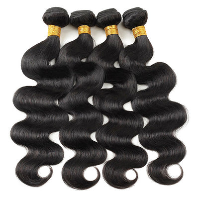 Indian Body Wave 4 Bundles Non Remy Human Hair Extensions