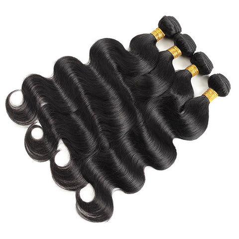Indian Body Wave 4 Bundles Non Remy Human Hair Extensions
